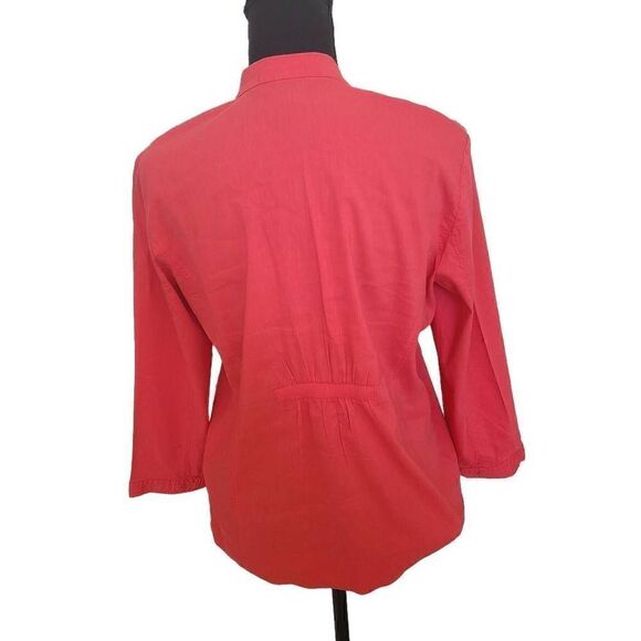 Eileen Fisher Womens Coral Linen Blend Blouse Size Petite Small - Picture 3 of 12